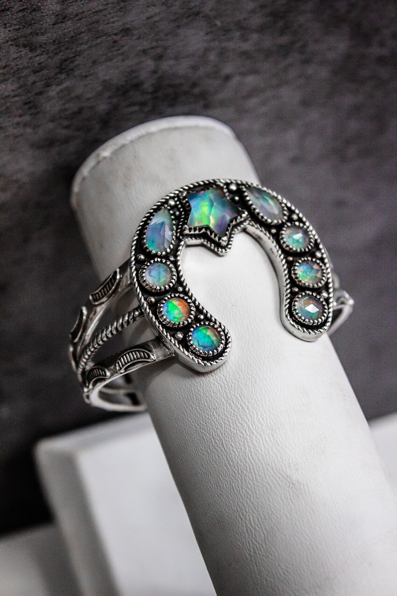 Starry Night Horseshoe Stone Cuff-Chain Bracelets-Krush Kandy, Women's Online Fashion Boutique Located in Phoenix, Arizona (Scottsdale Area)