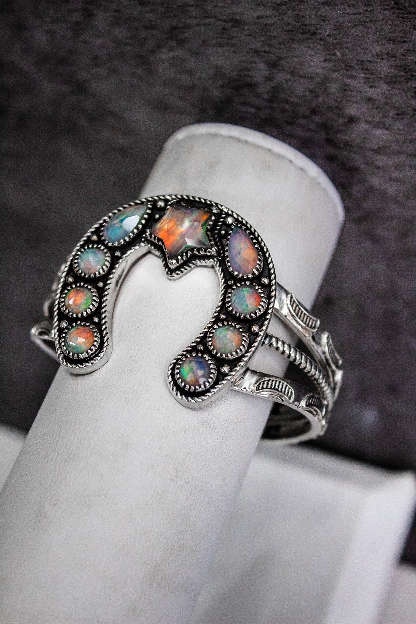 Starry Night Horseshoe Stone Cuff-Chain Bracelets-Krush Kandy, Women's Online Fashion Boutique Located in Phoenix, Arizona (Scottsdale Area)