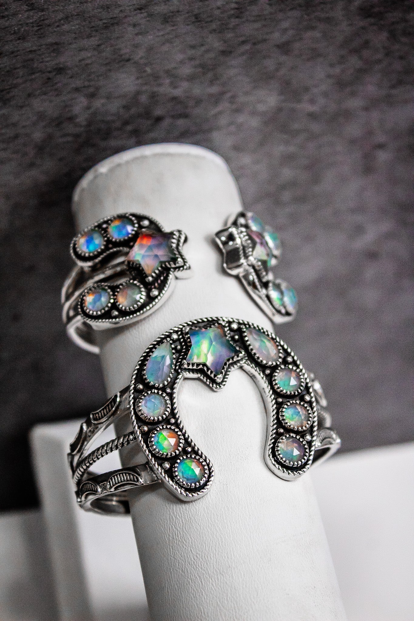 Starry Night Horseshoe Stone Cuff-Chain Bracelets-Krush Kandy, Women's Online Fashion Boutique Located in Phoenix, Arizona (Scottsdale Area)