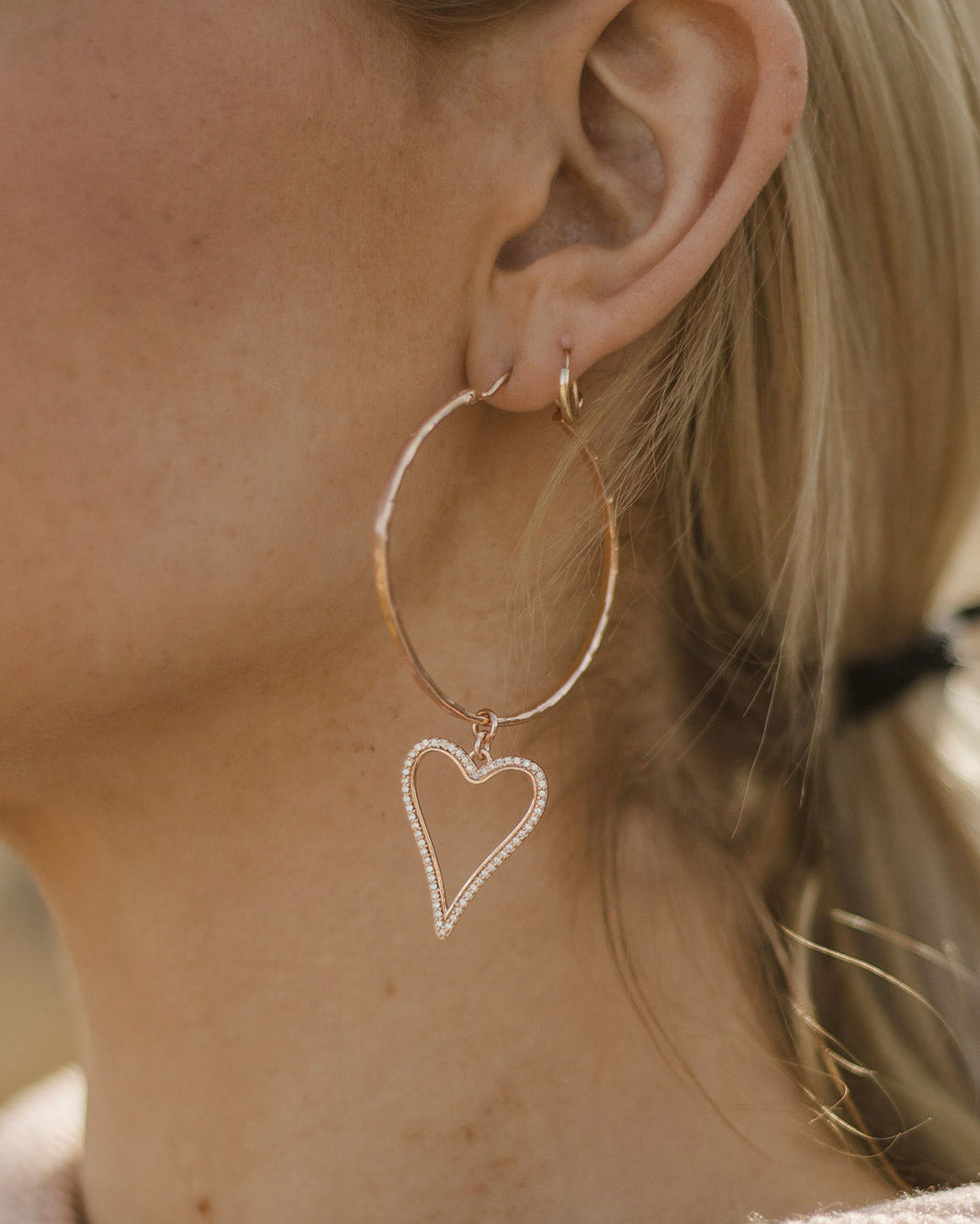 Krush Kouture: Dangle Heart Hoops-Earrings-Krush Kandy, Women's Online Fashion Boutique Located in Phoenix, Arizona (Scottsdale Area)
