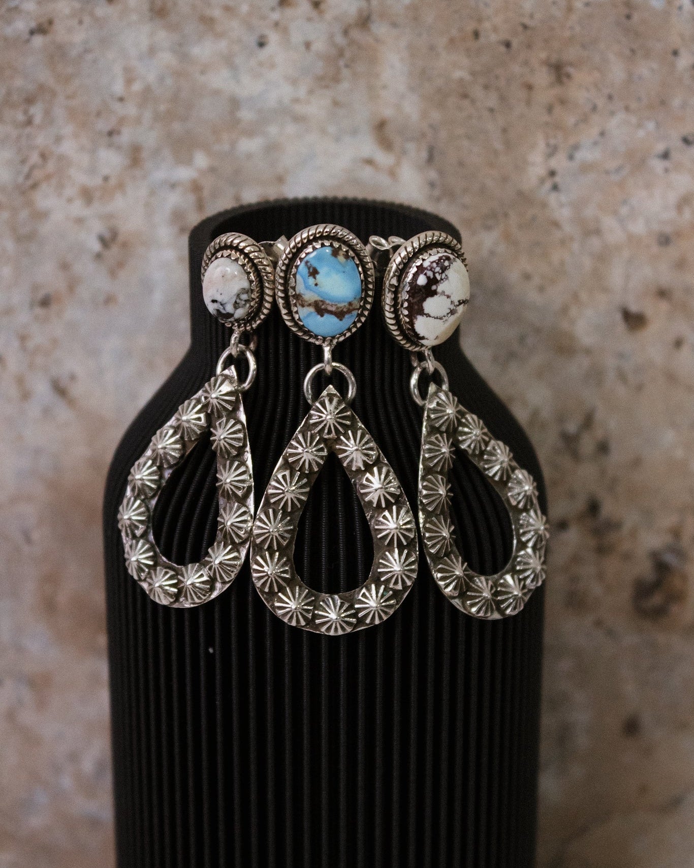 Sterling Concho & Stone Earrings-Stud Earrings-Krush Kandy, Women's Online Fashion Boutique Located in Phoenix, Arizona (Scottsdale Area)