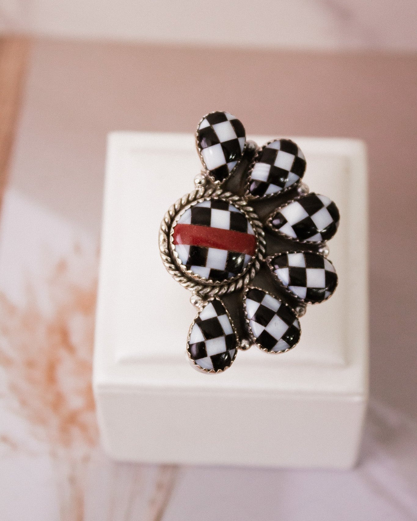 Finish Line Checkered Stone Ring-Ring Sizers-Krush Kandy, Women's Online Fashion Boutique Located in Phoenix, Arizona (Scottsdale Area)