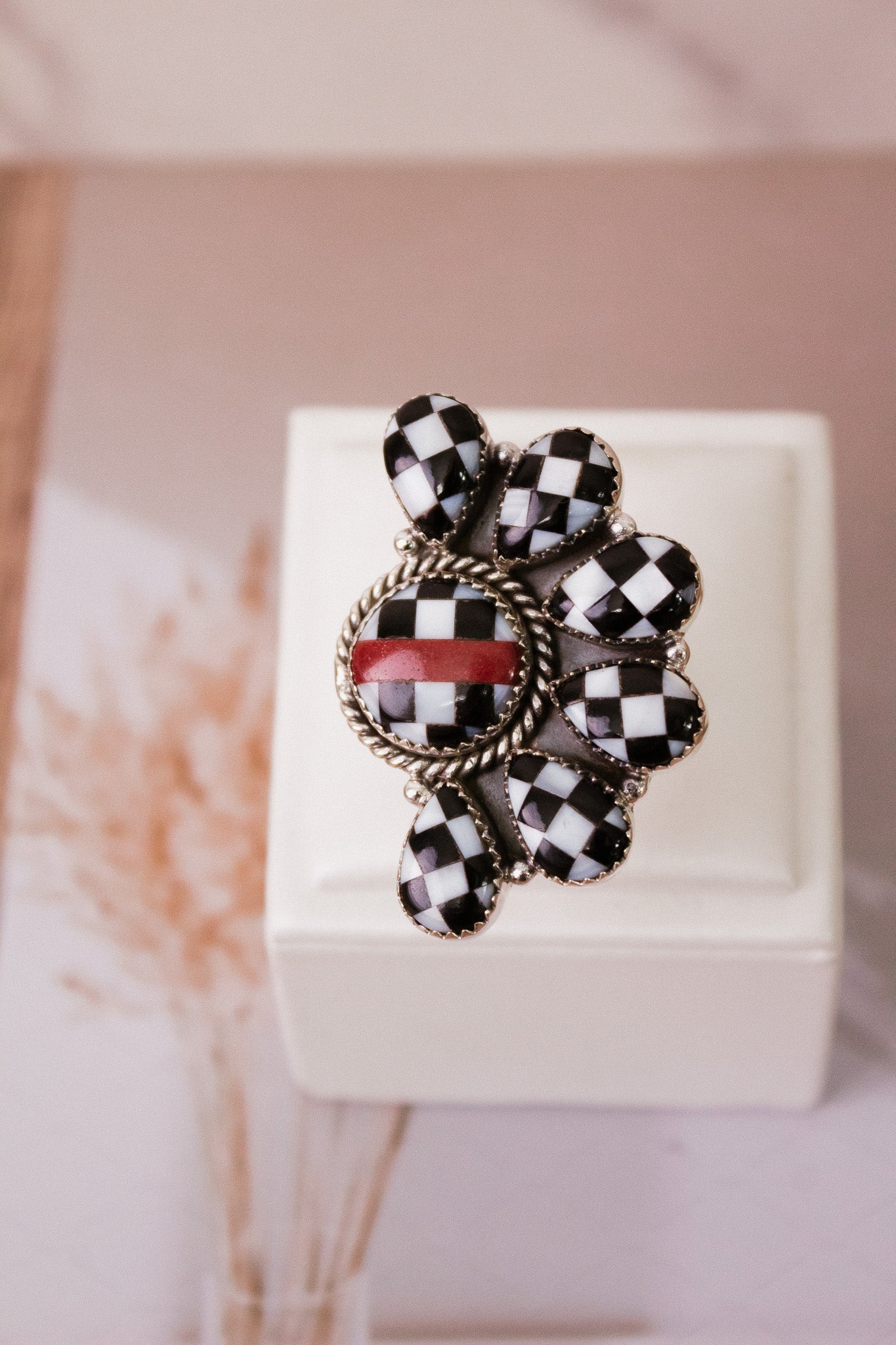 Finish Line Checkered Stone Ring-Ring Sizers-Krush Kandy, Women's Online Fashion Boutique Located in Phoenix, Arizona (Scottsdale Area)