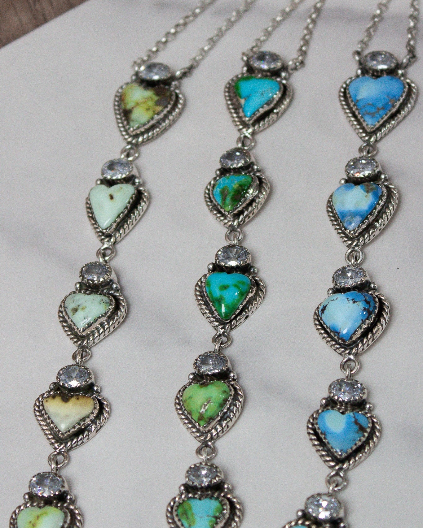 White CZ & Stone Heart Drop Necklace-Chain Necklaces-Krush Kandy, Women's Online Fashion Boutique Located in Phoenix, Arizona (Scottsdale Area)