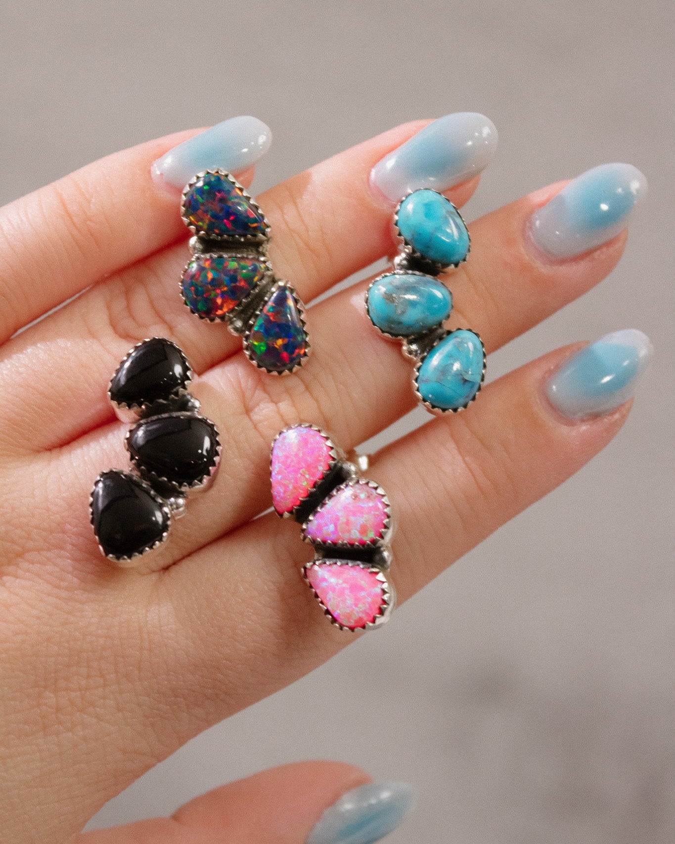 Three Stone Cluster Earrings-Stud Earrings-Krush Kandy, Women's Online Fashion Boutique Located in Phoenix, Arizona (Scottsdale Area)