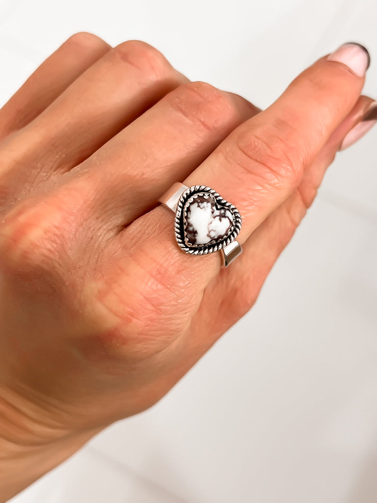 Solid Band Heart Single Stone Ring-Statement Rings-Krush Kandy, Women's Online Fashion Boutique Located in Phoenix, Arizona (Scottsdale Area)