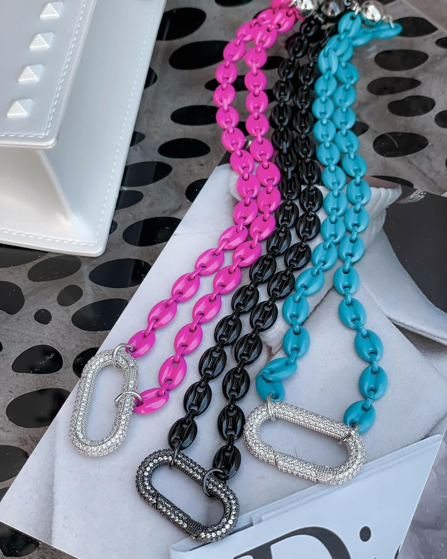 Believe It CZ Carabiner and Enamel Magnetic Necklace-Necklaces-Krush Kandy, Women's Online Fashion Boutique Located in Phoenix, Arizona (Scottsdale Area)