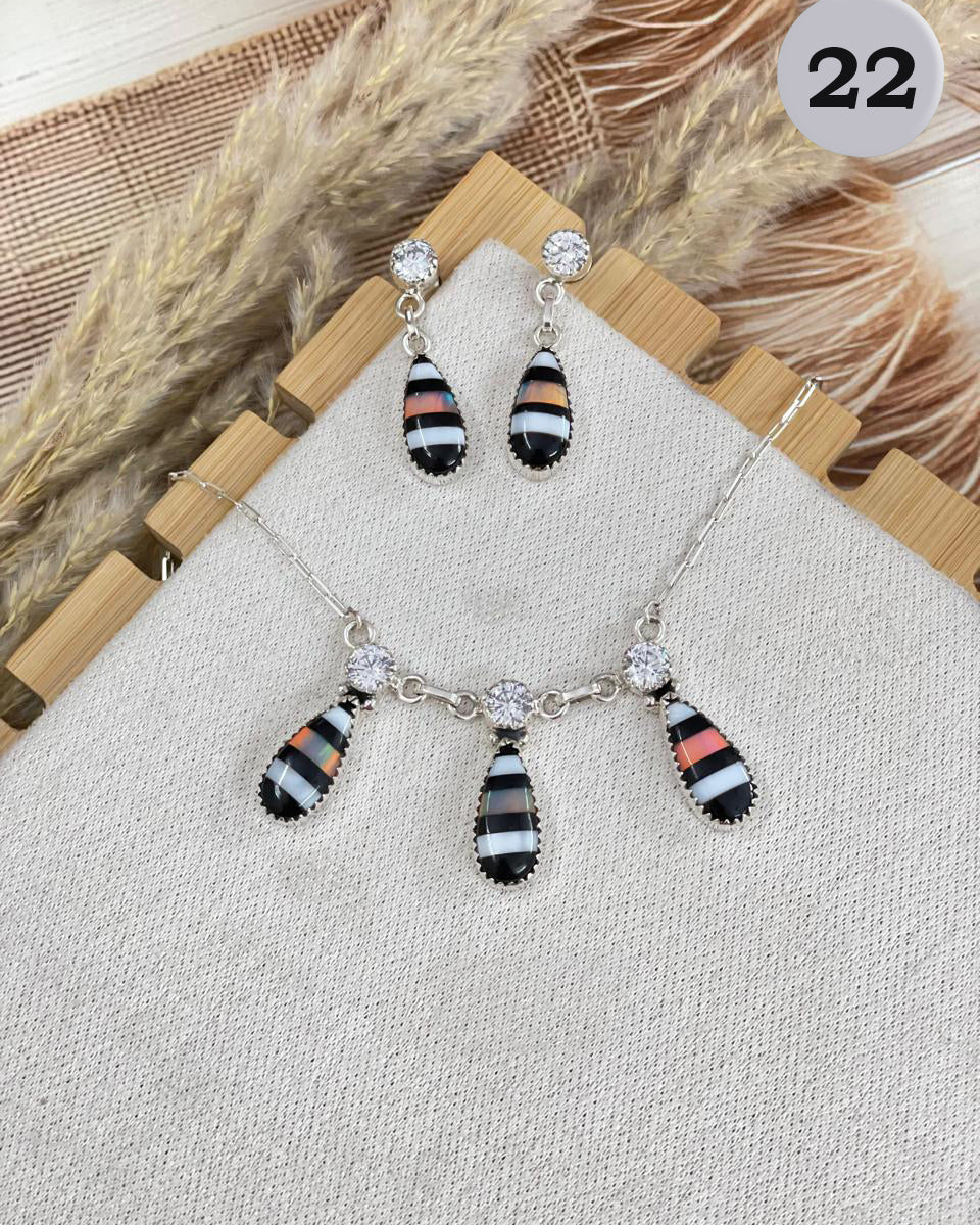 Kristyn's White CZ Stripe Stone Earring & Necklace-Stud Earrings-Krush Kandy, Women's Online Fashion Boutique Located in Phoenix, Arizona (Scottsdale Area)