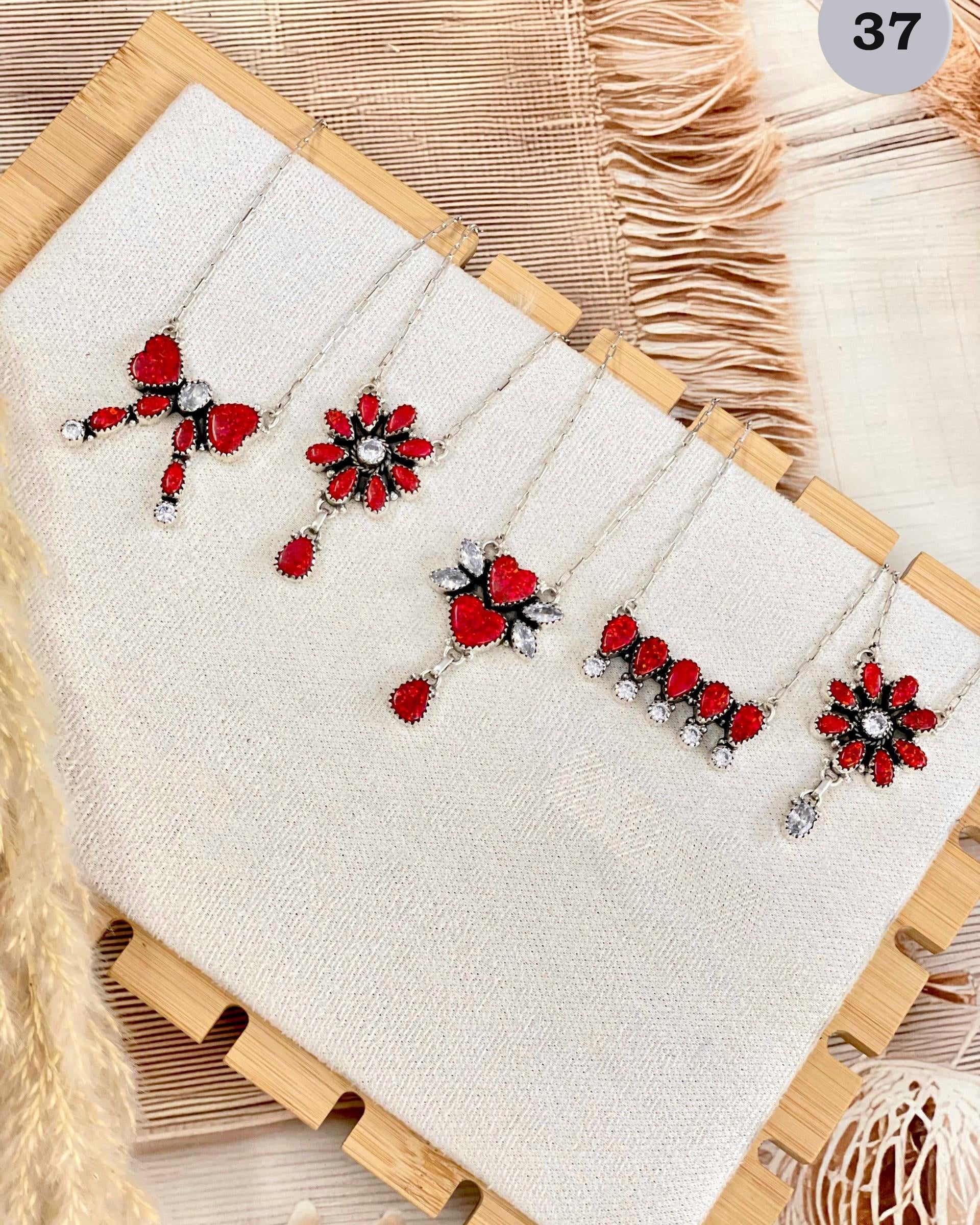 Red Opal & White CZ Necklaces-Chain Necklaces-Krush Kandy, Women's Online Fashion Boutique Located in Phoenix, Arizona (Scottsdale Area)