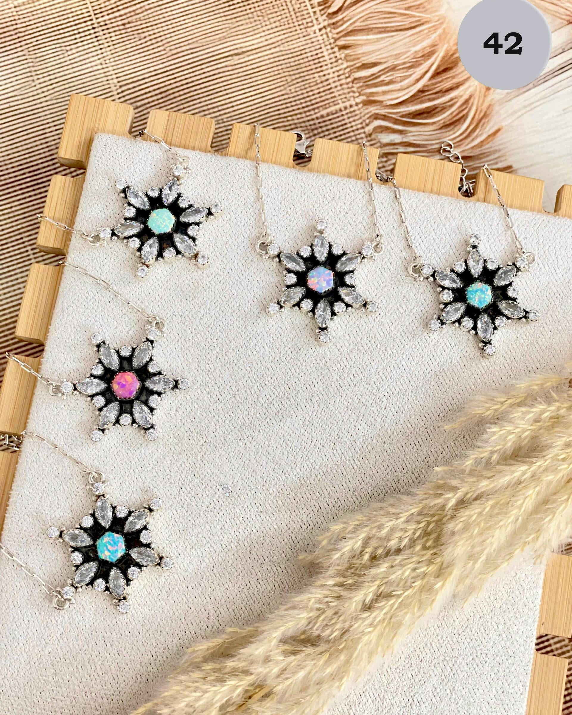 White CZ Snowflake Stone Necklace-Chain Necklaces-Krush Kandy, Women's Online Fashion Boutique Located in Phoenix, Arizona (Scottsdale Area)