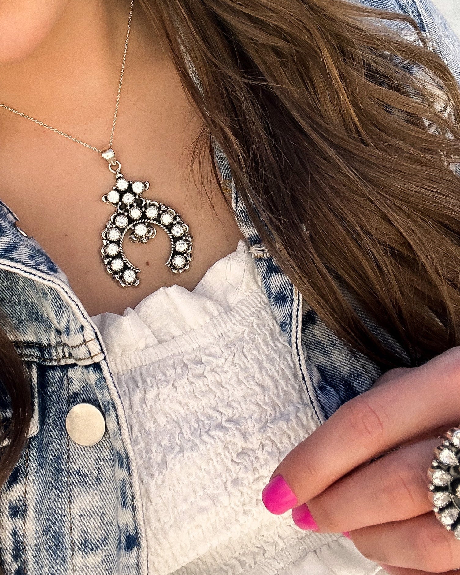 Crowned Horseshoe Sterling Silver Necklace-Pearl Necklaces-Krush Kandy, Women's Online Fashion Boutique Located in Phoenix, Arizona (Scottsdale Area)