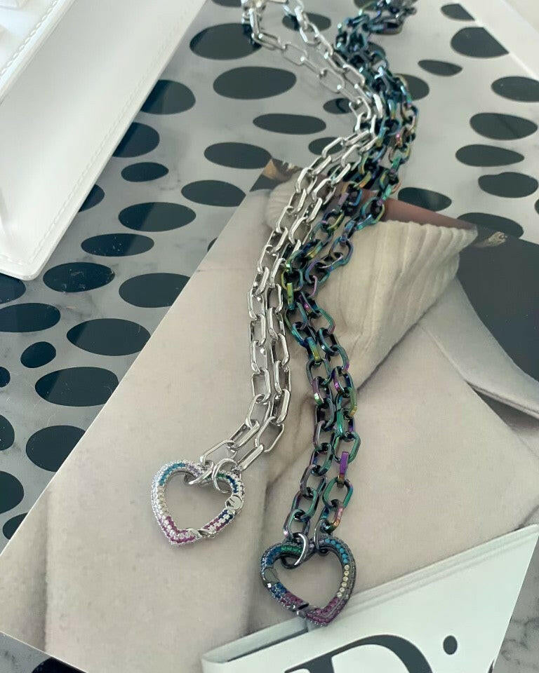 Multi Color CZ Heart Magnetic Necklace-Necklaces-Krush Kandy, Women's Online Fashion Boutique Located in Phoenix, Arizona (Scottsdale Area)