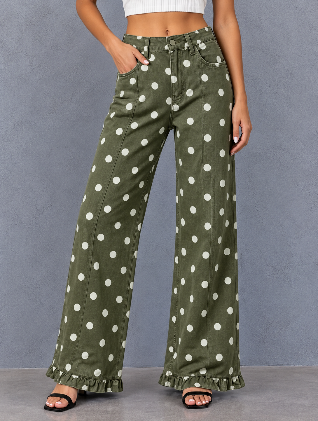 Olive Polka-Dot Wide-Leg Pants.png