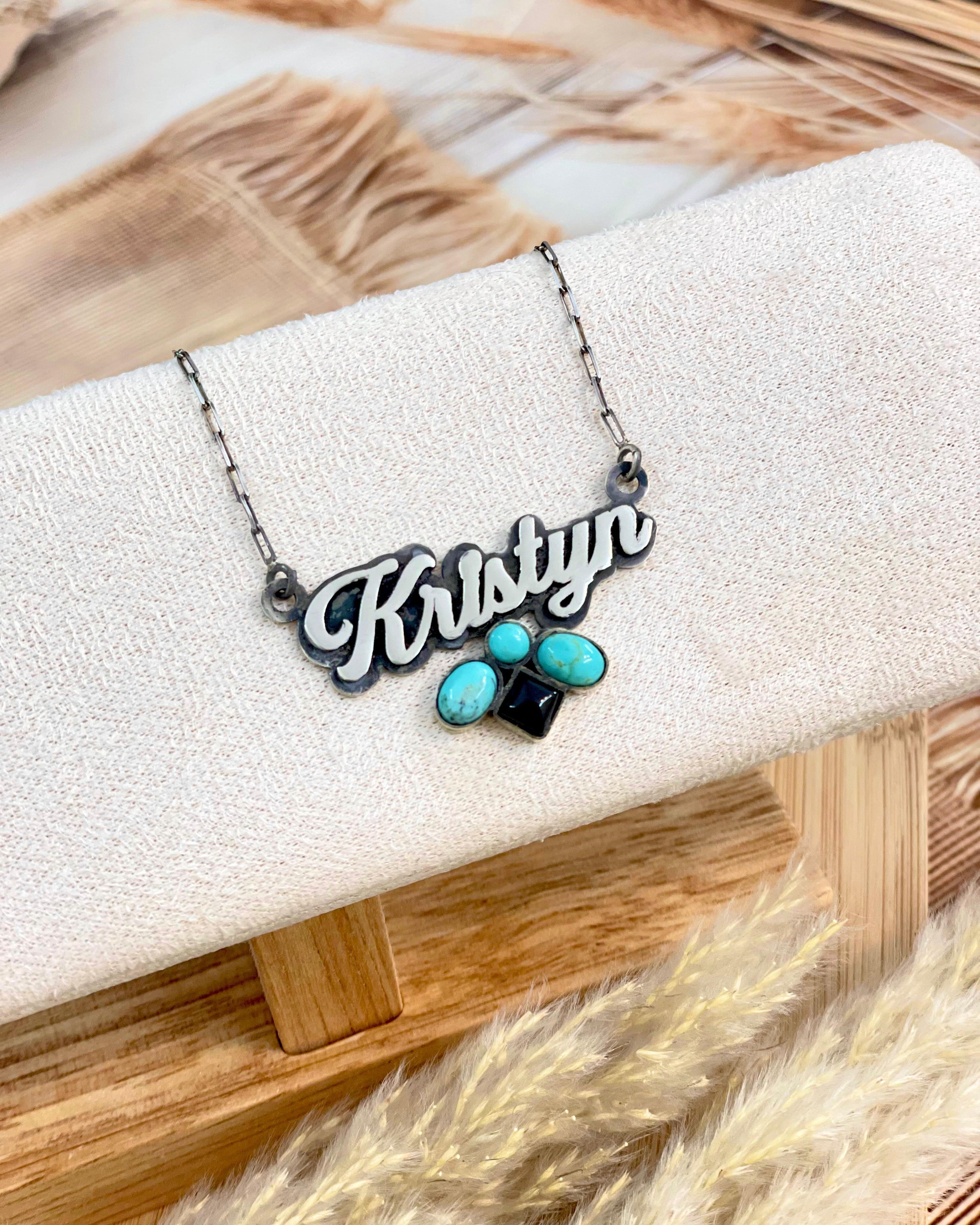 Southwestern Charm Turquoise & Onyx Personalized Necklace PREORDER-Chain Necklaces-Krush Kandy, Women's Online Fashion Boutique Located in Phoenix, Arizona (Scottsdale Area)