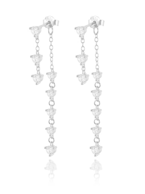 Sterling Silver Cubic Zirconia Geometric Dainty Drop Earrings-Earrings-Krush Kandy, Women's Online Fashion Boutique Located in Phoenix, Arizona (Scottsdale Area)