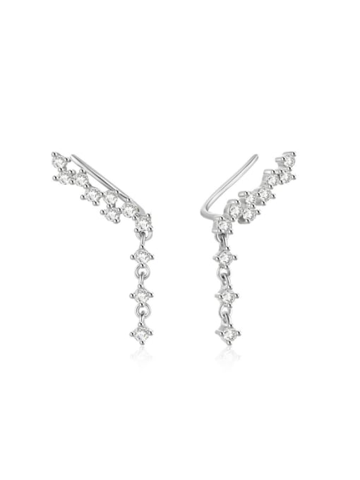 Sterling Silver Cubic Zirconia Tassel Dainty Drop Earrings-Earrings-Krush Kandy, Women's Online Fashion Boutique Located in Phoenix, Arizona (Scottsdale Area)