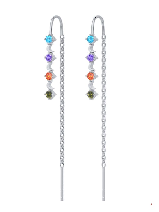 Sterling Silver Cubic Zirconia Tassel Minimalist Threader Earring-Earrings-Krush Kandy, Women's Online Fashion Boutique Located in Phoenix, Arizona (Scottsdale Area)