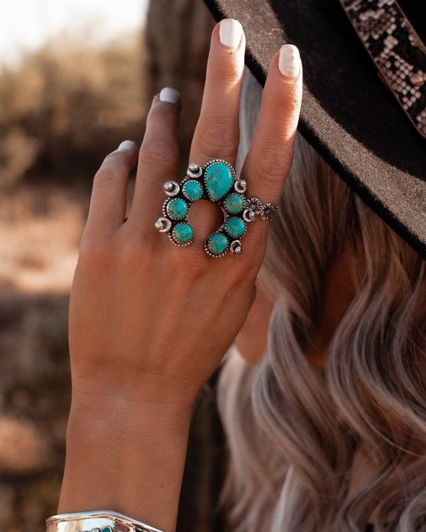 Squash Blossom Horseshoe Ring-Cluster Rings-Krush Kandy, Women's Online Fashion Boutique Located in Phoenix, Arizona (Scottsdale Area)