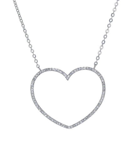 CZ Crystal Open Heart Necklace-Chain Necklaces-Krush Kandy, Women's Online Fashion Boutique Located in Phoenix, Arizona (Scottsdale Area)