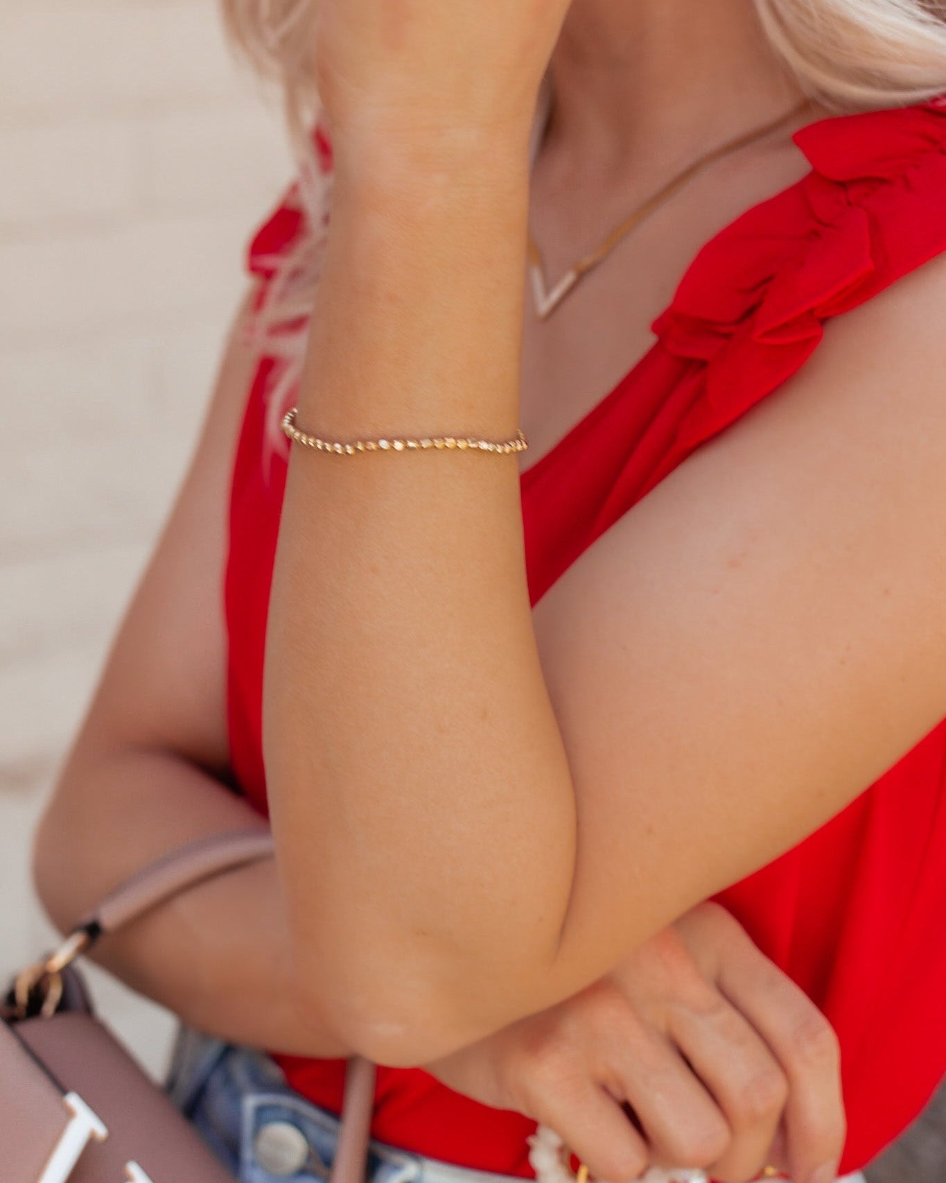 Simple Impressions Sterling Silver Hammered Beaded Stretch Bracelet-Bangle Bracelets-Krush Kandy, Women's Online Fashion Boutique Located in Phoenix, Arizona (Scottsdale Area)