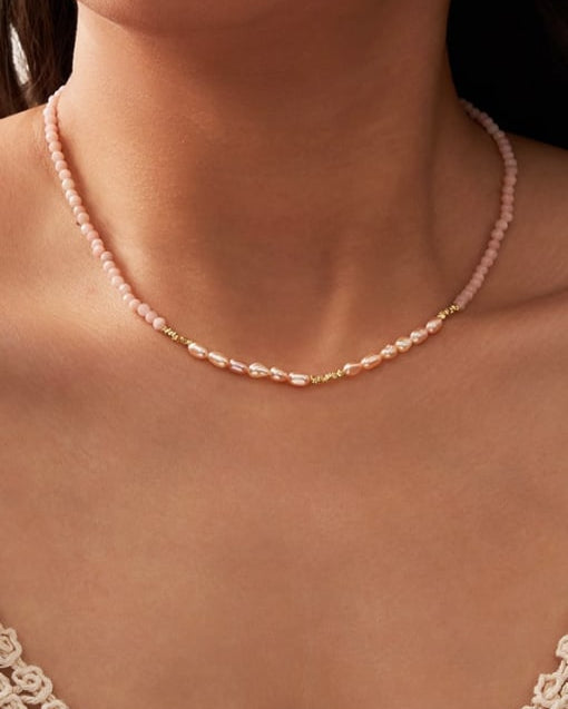 Dreamy Pink Natural Stone Bohemian Beaded Necklace-Necklaces-Krush Kandy, Women's Online Fashion Boutique Located in Phoenix, Arizona (Scottsdale Area)