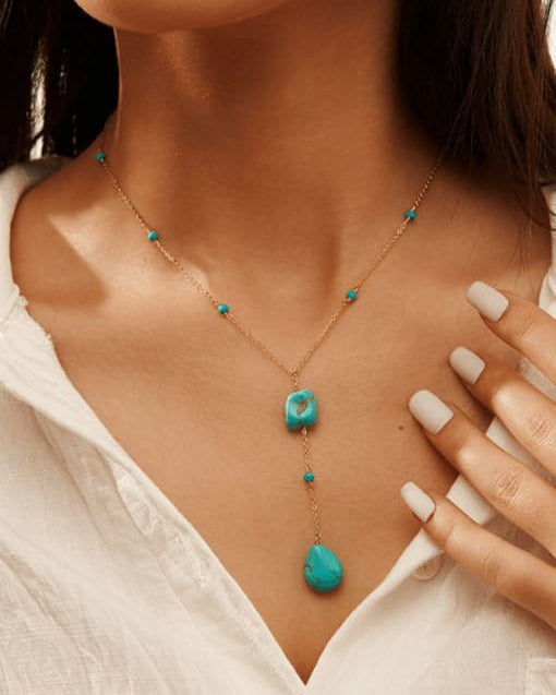 Turquoise Tassel Vintage Lariat Necklace-Necklaces-Krush Kandy, Women's Online Fashion Boutique Located in Phoenix, Arizona (Scottsdale Area)
