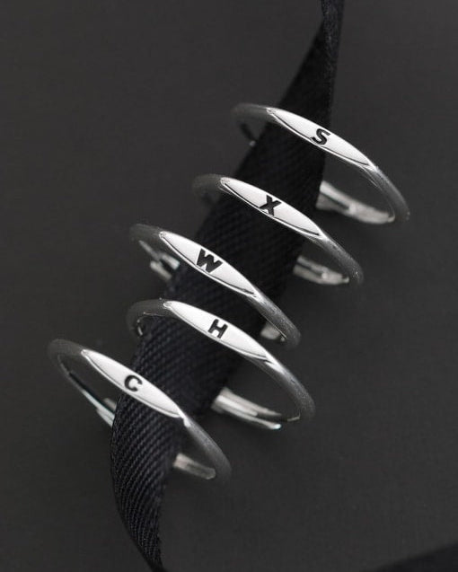Sterling Silver Letter Minimalist Band Ring-Earrings-Krush Kandy, Women's Online Fashion Boutique Located in Phoenix, Arizona (Scottsdale Area)