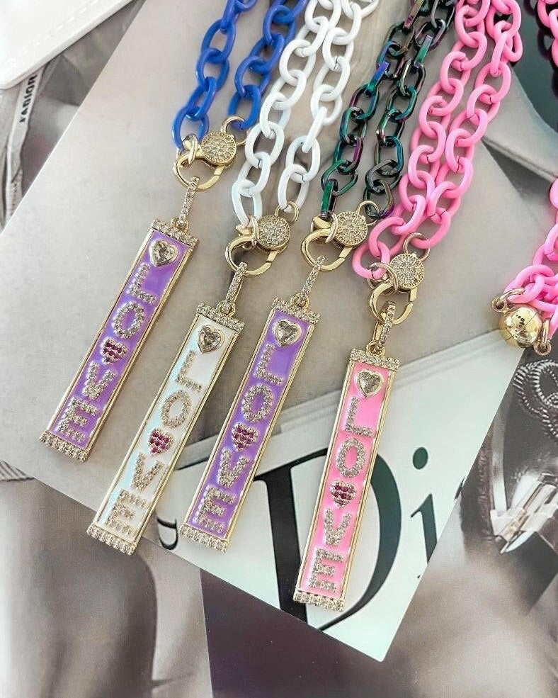 LOVE Enamel Pendant Magnetic Necklace-Necklaces-Krush Kandy, Women's Online Fashion Boutique Located in Phoenix, Arizona (Scottsdale Area)