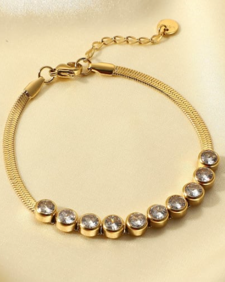 CZ Sparkly Ball and Snake Chain Bracelet-Chain Bracelets-Krush Kandy, Women's Online Fashion Boutique Located in Phoenix, Arizona (Scottsdale Area)