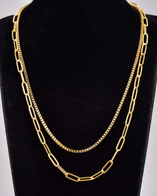 Workin' Overtime Double Chain Gold Necklace-Necklaces-Krush Kandy, Women's Online Fashion Boutique Located in Phoenix, Arizona (Scottsdale Area)