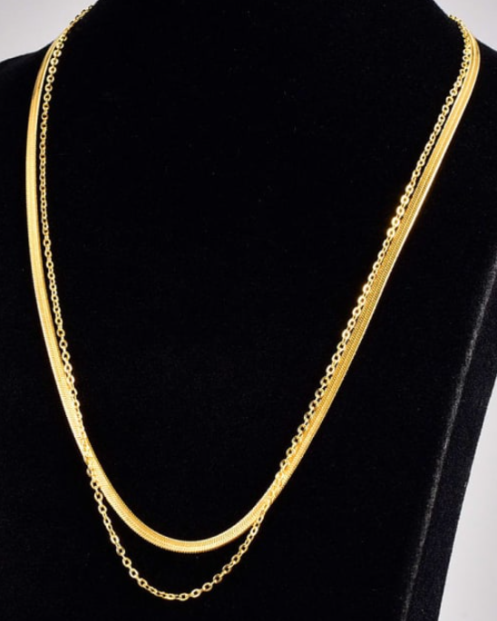 The Classic Snake Bone and Chain Gold Necklace-Necklaces-Krush Kandy, Women's Online Fashion Boutique Located in Phoenix, Arizona (Scottsdale Area)
