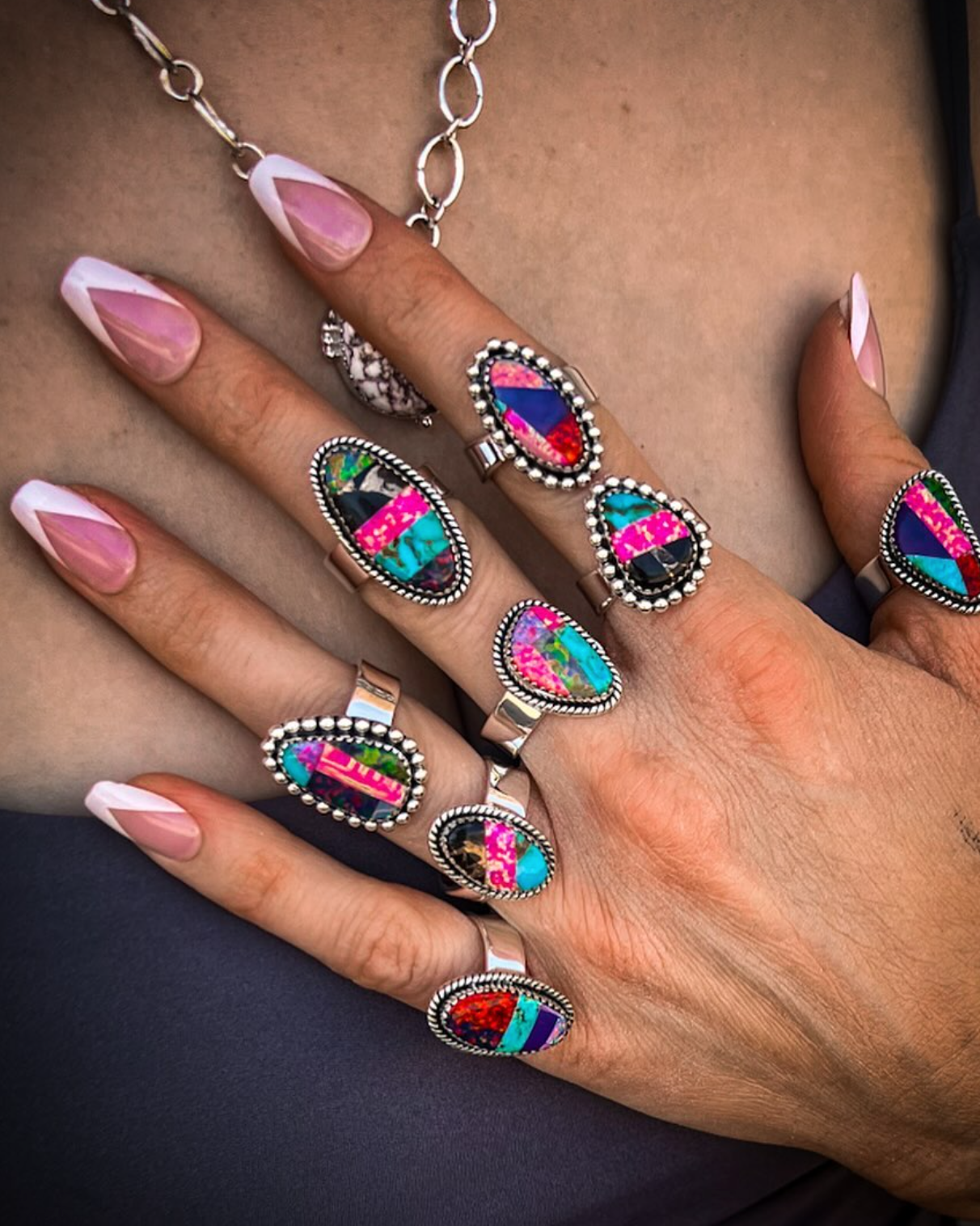 Turquoise & Opal Stone Sterling Silver Ring-Statement Rings-Krush Kandy, Women's Online Fashion Boutique Located in Phoenix, Arizona (Scottsdale Area)