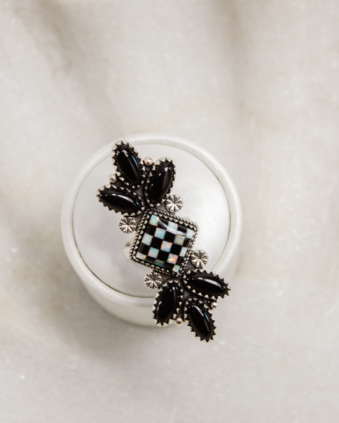 Petal & Stone Checkered Cluster-Cluster Rings-Krush Kandy, Women's Online Fashion Boutique Located in Phoenix, Arizona (Scottsdale Area)