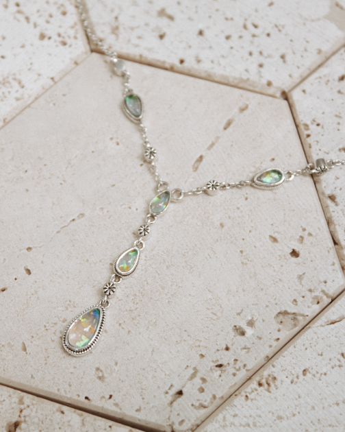 Valerie's Sterling Daisy Lariat Necklace-Chain Necklaces-Krush Kandy, Women's Online Fashion Boutique Located in Phoenix, Arizona (Scottsdale Area)