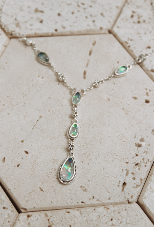 Valerie's Sterling Daisy Lariat Necklace-Chain Necklaces-Krush Kandy, Women's Online Fashion Boutique Located in Phoenix, Arizona (Scottsdale Area)