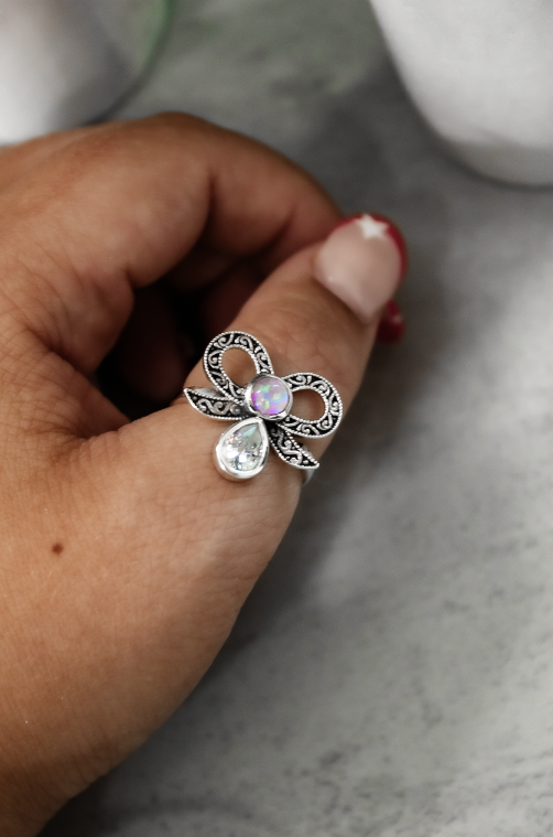 Stone Drop Bow Ring-Cluster Rings-Krush Kandy, Women's Online Fashion Boutique Located in Phoenix, Arizona (Scottsdale Area)