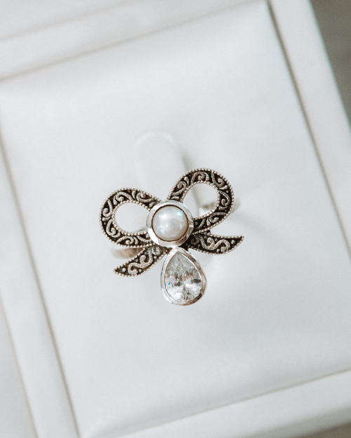 Stone Drop Bow Ring-Cluster Rings-Krush Kandy, Women's Online Fashion Boutique Located in Phoenix, Arizona (Scottsdale Area)