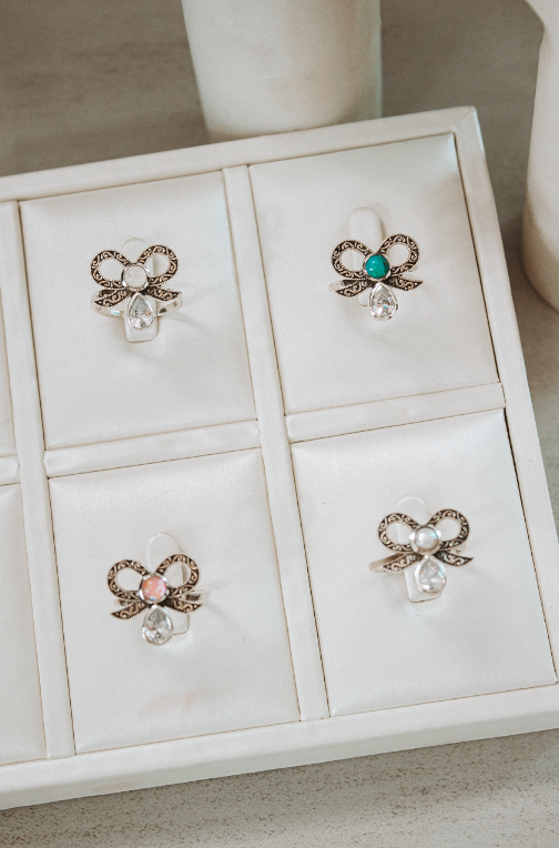 Stone Drop Bow Ring-Cluster Rings-Krush Kandy, Women's Online Fashion Boutique Located in Phoenix, Arizona (Scottsdale Area)