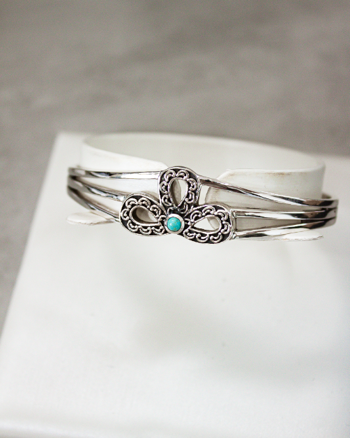 Simple Statement Sterling Bow Cuff-Chain Bracelets-Krush Kandy, Women's Online Fashion Boutique Located in Phoenix, Arizona (Scottsdale Area)