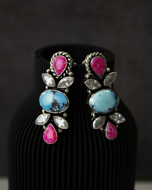 Golden Dreams Stone Earrings-Hoop Earrings-Krush Kandy, Women's Online Fashion Boutique Located in Phoenix, Arizona (Scottsdale Area)