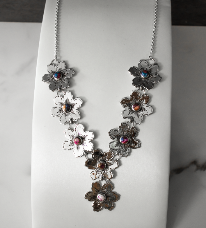 Summertime Flora Cluster Necklace | By KKB-Squash Blossom Necklaces-Krush Kandy, Women's Online Fashion Boutique Located in Phoenix, Arizona (Scottsdale Area)
