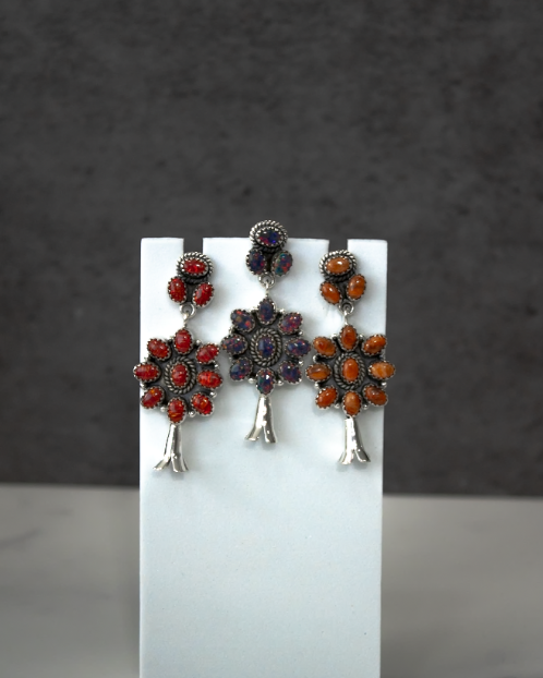 Squash Blossom Stone Statement Earrings-Stud Earrings-Krush Kandy, Women's Online Fashion Boutique Located in Phoenix, Arizona (Scottsdale Area)