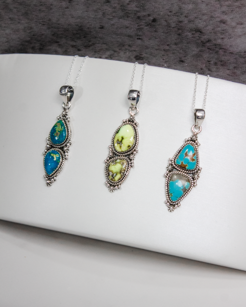 Two Stone Pendant-Chain Necklaces-Krush Kandy, Women's Online Fashion Boutique Located in Phoenix, Arizona (Scottsdale Area)