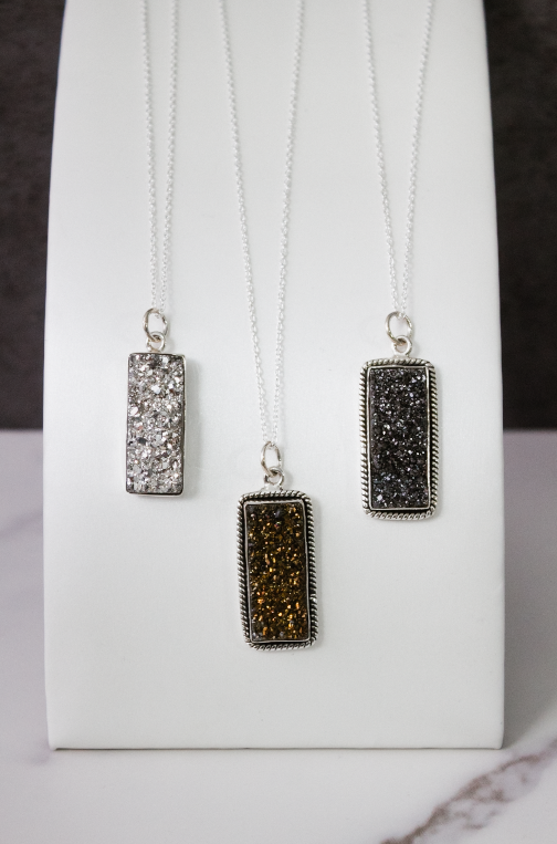 Krushed Druzy Bar Drop Necklace-Chain Necklaces-Krush Kandy, Women's Online Fashion Boutique Located in Phoenix, Arizona (Scottsdale Area)