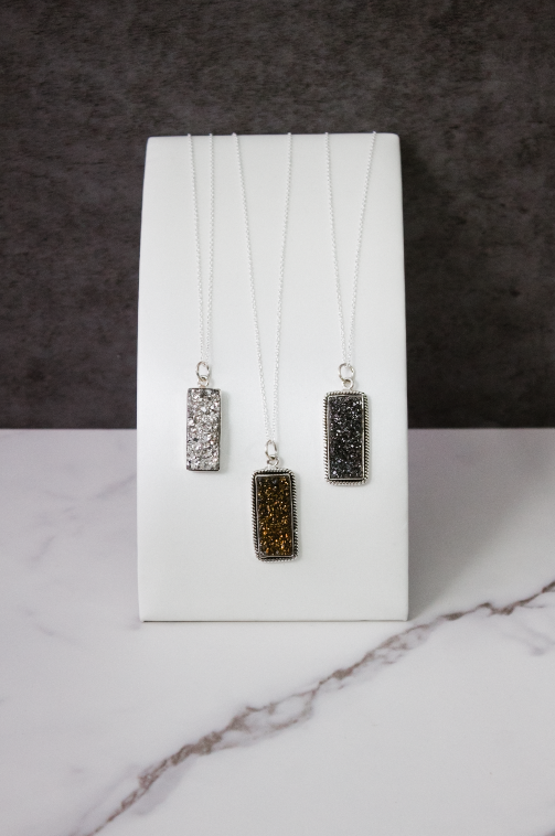 Krushed Druzy Bar Drop Necklace-Chain Necklaces-Krush Kandy, Women's Online Fashion Boutique Located in Phoenix, Arizona (Scottsdale Area)