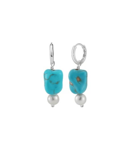 Turquoise Slab Vintage Huggie Earrings-Earrings-Krush Kandy, Women's Online Fashion Boutique Located in Phoenix, Arizona (Scottsdale Area)