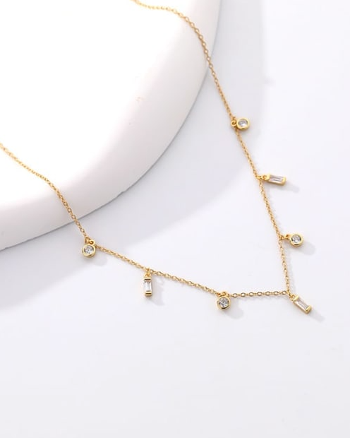 Multi Crystal Dainty Minimalist Necklace-Necklaces-Krush Kandy, Women's Online Fashion Boutique Located in Phoenix, Arizona (Scottsdale Area)
