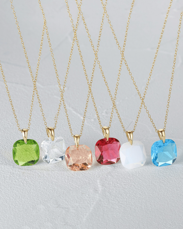 Glass Stone Square Minimalist Necklace-Necklaces-Krush Kandy, Women's Online Fashion Boutique Located in Phoenix, Arizona (Scottsdale Area)