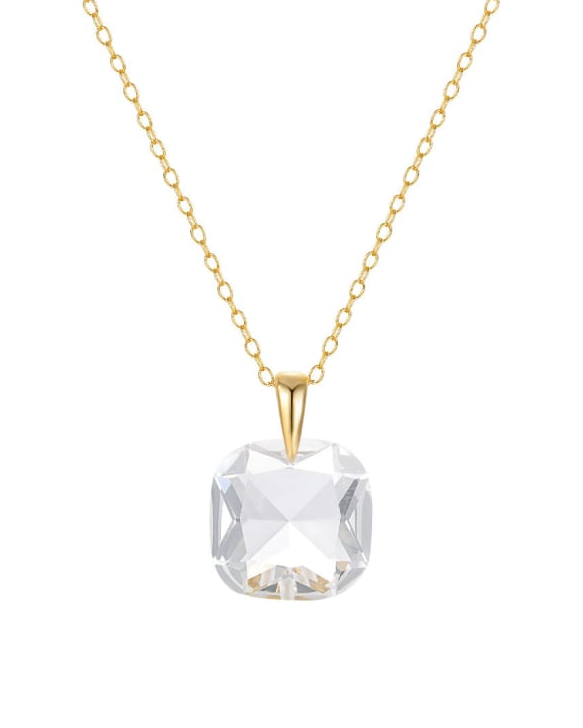 Glass Stone Square Minimalist Necklace-Necklaces-Krush Kandy, Women's Online Fashion Boutique Located in Phoenix, Arizona (Scottsdale Area)