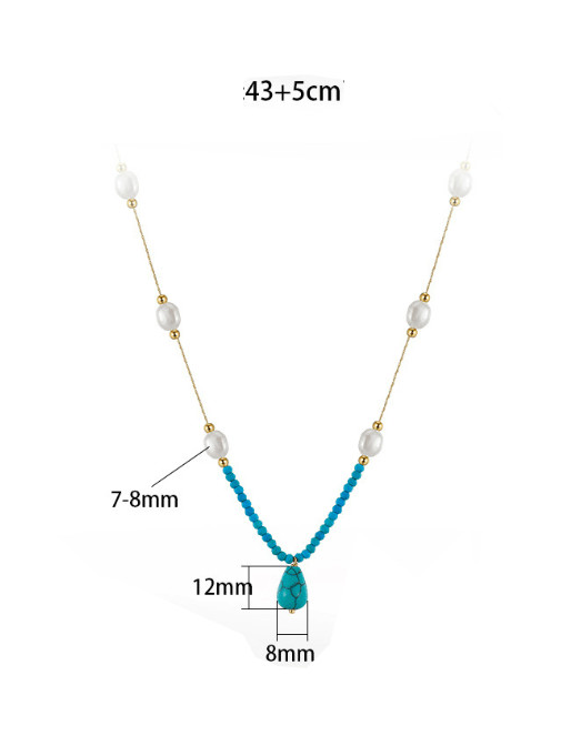 Pearl & Turquoise Slab Trend Necklace-Necklaces-Krush Kandy, Women's Online Fashion Boutique Located in Phoenix, Arizona (Scottsdale Area)